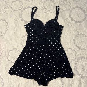 Navy blue and white polka dot Aeropastale romper